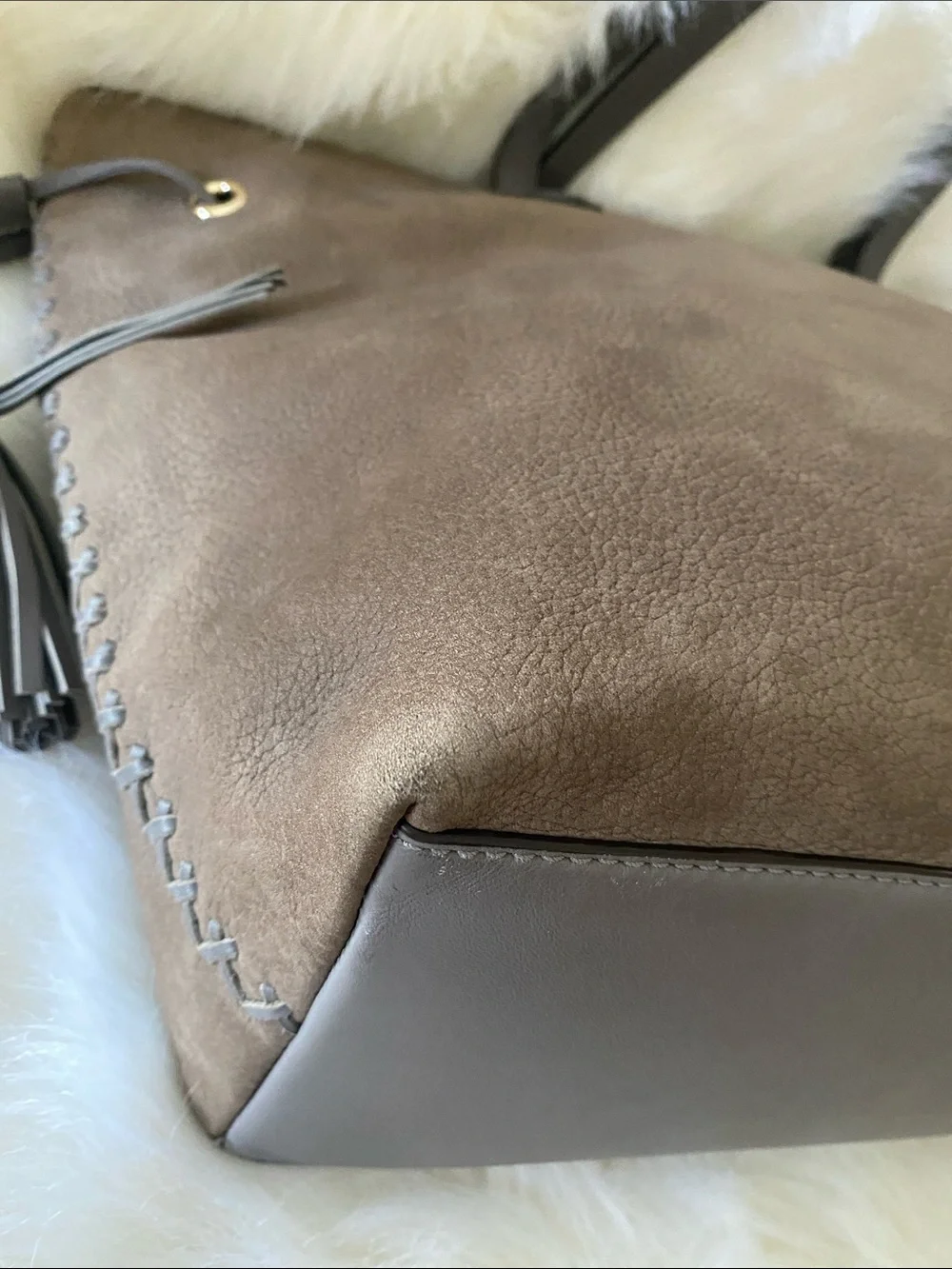 Kate Spade New York Pratt Street Brandice Suede Tote Bag in Taupe